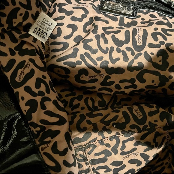 Nine West Black Sequin Purse, leopard print lining - Picture 10 of 11